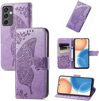 Θήκη με πτερύγιο για Samsung Galaxy M55 5G, Butterfly, μωβ