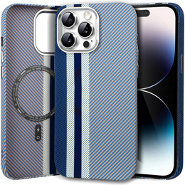 Θήκη για iPhone 14 Pro Max, ανθρακονήματα MagSafe, μπλε