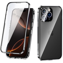 θήκη για το iPhone 16 Pro, Magnetic Dual Glass, μαύρη