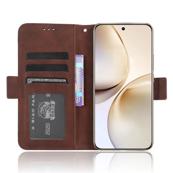 Θήκη με πτερύγιο για Realme 14 Pro 5G, Card Slot, καφέ