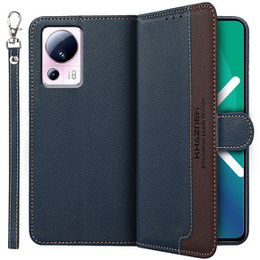Θήκη με πτερύγιο για Xiaomi 13 Lite, KHAZNEH RFID, μπλε / καφέ