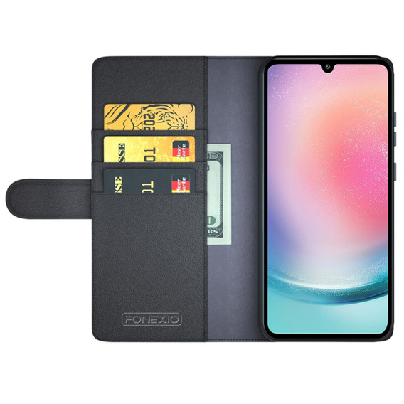 θήκη με πτερύγιο για Samsung Galaxy A25 5G, Split Leather, μαύρη