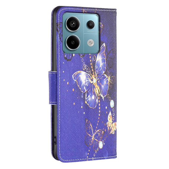 Θήκη με πτερύγιο για Xiaomi Redmi Note 13 Pro 5G, Wallet, Butterflies μωβ