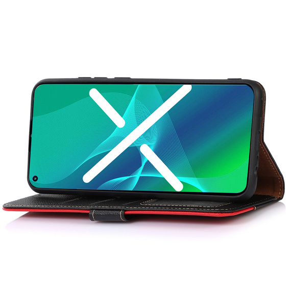 Θήκη με πτερύγιο για Motorola Moto G73 5G, KHAZNEH RFID, μαύρη / κόκκινη