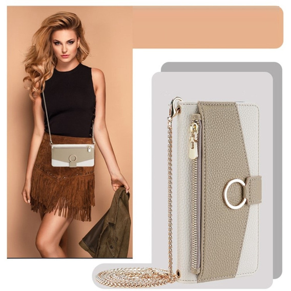 θήκη Wallet Zipper Pocket flip για το Infinix Hot 40i, Wallet Zipper Pocket, με καθρέφτη, λευκή