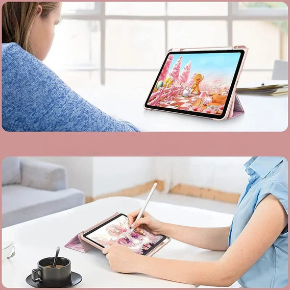 Θήκη για iPad 10.9" 2022 (10 gen.), Smartcase Hybrid, με χώρο για γραφίδα, Marble ροζ