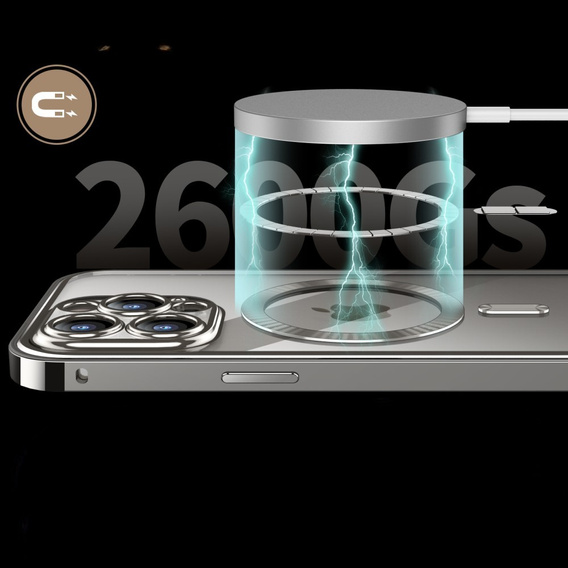 Θήκη για iPhone 15 Pro Max, Privacy Dual Glass, για MagSafe, ασημένια