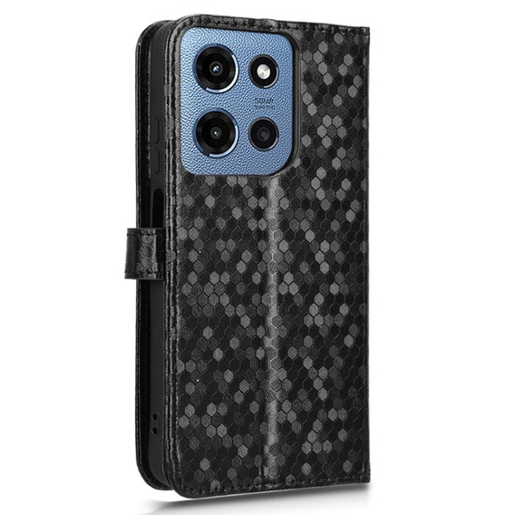 θήκη πτερύγιο για Motorola Moto G86 Power 5G, Wallet Rhombus, μαύρη