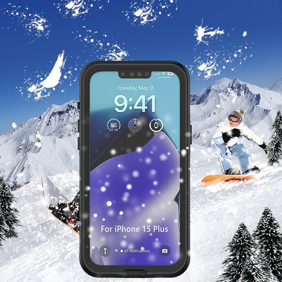 Αδιάβροχη θήκη IP68 για το iPhone 15 Plus, μαύρη