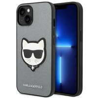 Karl Lagerfeld Θήκη για iPhone 14 Plus, Saffiano Choupette Head Patch, ασημένια