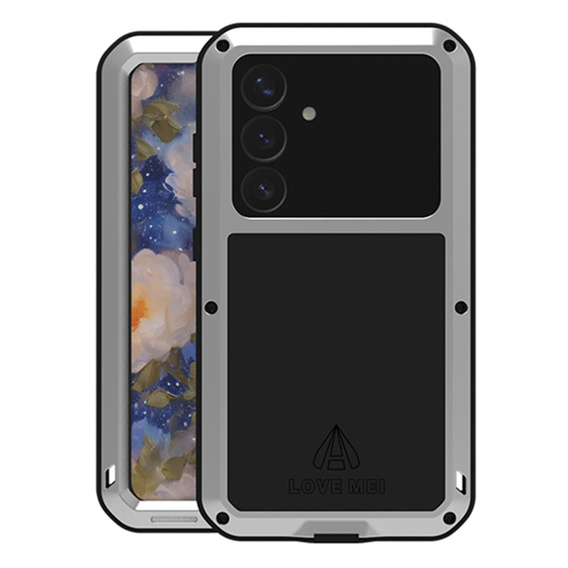 Love Mei Θήκη για Samsung Galaxy S25, armored with glass, γκρι