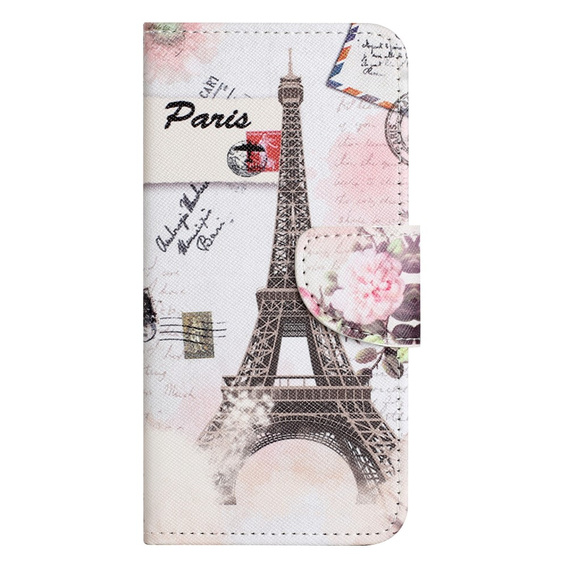 Θήκη με πτερύγιο για Motorola Moto G73 5G, Wallet, Eiffel Tower, λευκή