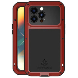 Love Mei Θήκη για iPhone 14 Pro, armored with glass, κόκκινη