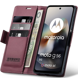 ERBORD Γυαλιστερό πορτοφόλι Litchi με πτερύγιο για Motorola Moto G56 5G