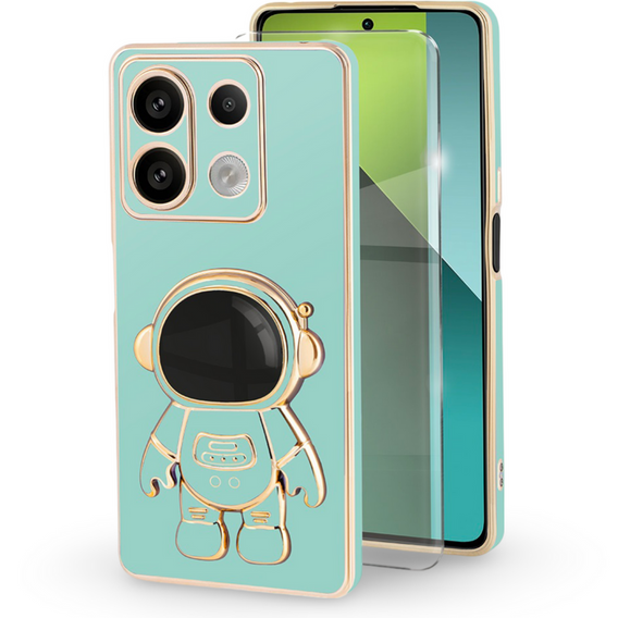 θήκη για το Xiaomi Redmi Note 13 Pro 5G, Astronaut, πράσινη + μετριασμένο γυαλί 9H