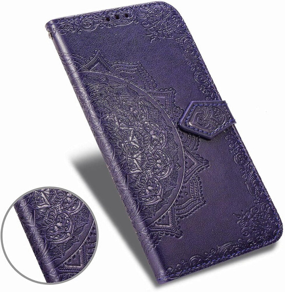 Θήκη με πτερύγιο για Samsung Galaxy M55 5G, Mandala, μωβ