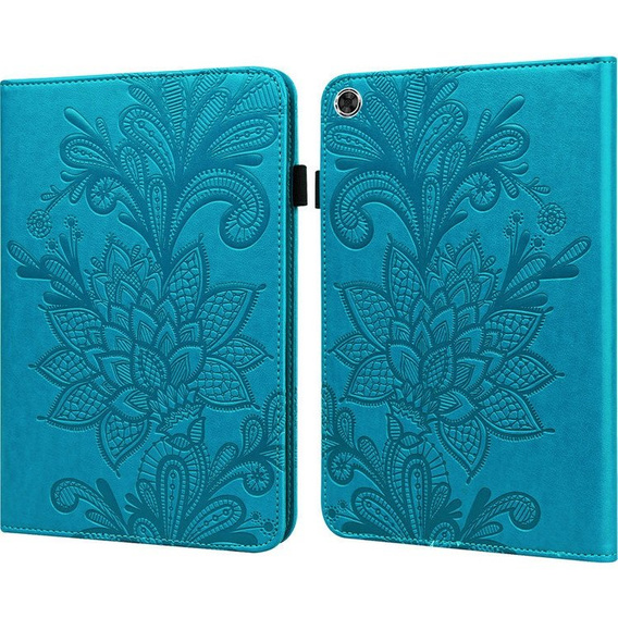 θήκη με πτερύγιο για Samsung Galaxy Tab A8 10.5 SM-X200 SM-X205, flower, μπλε