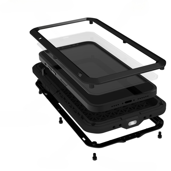 Love Mei Θήκη για iPhone 13 mini, armored with glass, μαύρη