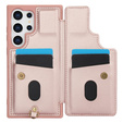 θήκη για Samsung Galaxy S24 Ultra, Leather Flower Card Slot, ροζ