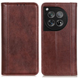 Θήκη για OnePlus 12 5G, Wallet Litchi Leather, καφέ