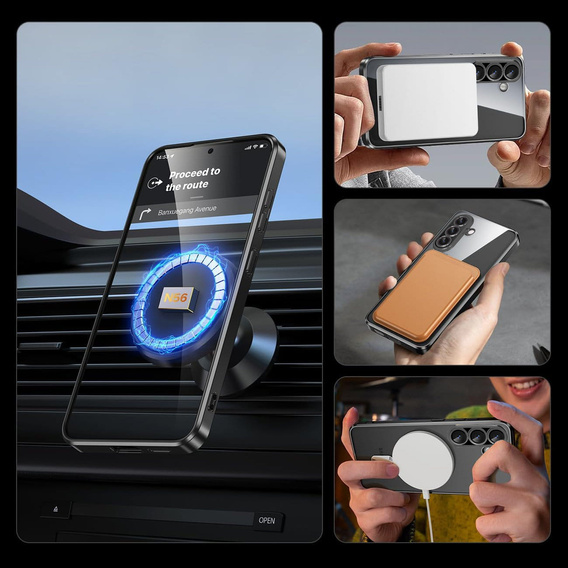Θήκη για Samsung Galaxy A36, Electro MagSafe, μαύρη + Γυαλί για την οθόνη