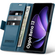 Θήκη για Oppo Reno 13, ERBORD Glossy Litchi, πορτοφόλι με πτερύγιο, μπλε