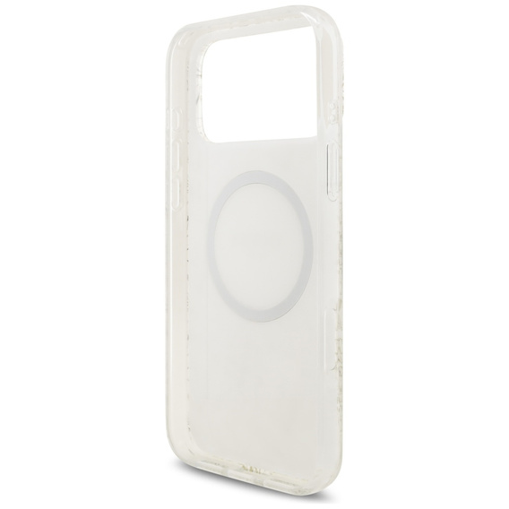 Θήκη Guess IML Flowers Electroplated Allover With Beads Strap, για MagSafe, με λουράκι για iPhone 17 Pro Max