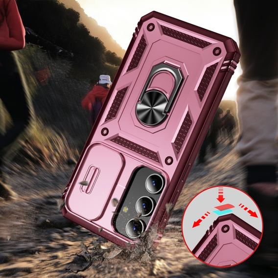 Θήκη για Samsung Galaxy S24+ Plus, CamShield Slide, ροζ / κόκκινο