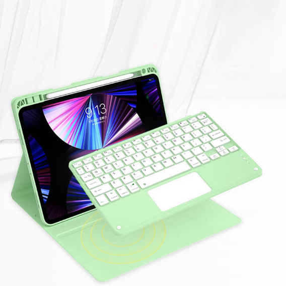 Θήκη + πληκτρολόγιο iPad Air 10.9 4 2020 / 5 2022, Touchpad, πράσινη
