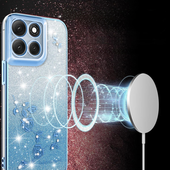 Θήκη για Motorola Moto G56 5G, Glitter Flower, μπλε