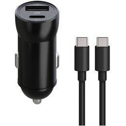 Maxlife φορτιστής αυτοκινήτου PD/QC 20W με καλώδιο USB-C – USB-C 60W για smartphone, tablet, συσκευές πλοήγησης και άλλες συσκευές με USB/USB-C