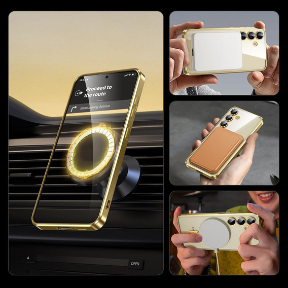 Θήκη για Samsung Galaxy A16, Electro MagSafe, χρυσή + Γυαλί για την οθόνη