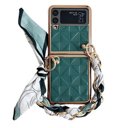 Θήκη για Samsung Galaxy Z Flip4 5G, Grid Leather, πράσινη