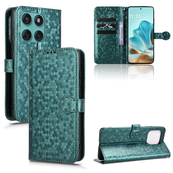 θήκη πτερύγιο για Motorola Edge 60 / 60 Fusion, Wallet Rhombus, πράσινη
