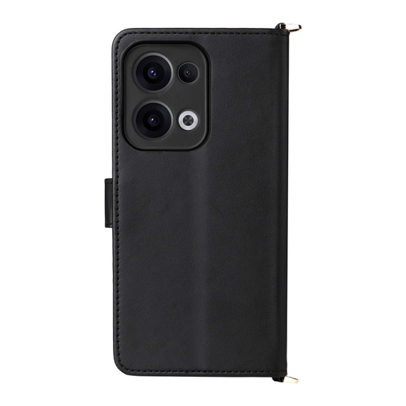 Θήκη με πτερύγιο για Oppo Reno 13 5G, Crossbody Leather Wallet, μαύρη