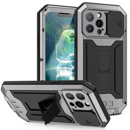 Θήκη για iPhone 13 Pro, R-JUST CamShield Slide, θωρακισμένη, ασημένια / μαύρη