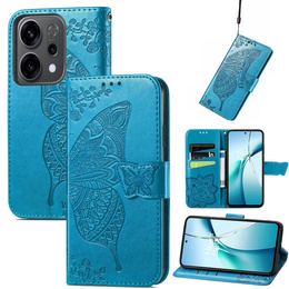 Θήκη πτερύγιο για Oppo Reno 14, Butterfly, πορτοφόλι, μπλε
