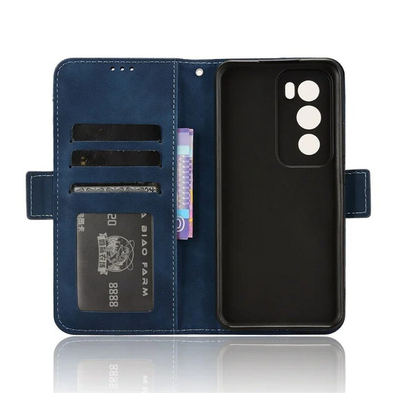 Θήκη με πτερύγιο για Oppo Reno 12 Pro, Card Slot, σκούρο μπλε