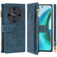 Θήκη με πτερύγιο για Honor Magic 6 Lite 5G, Wallet Zipper Pocket, μπλε