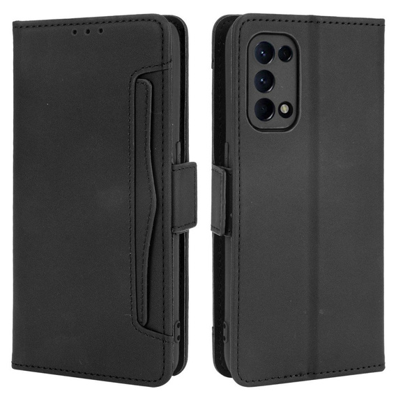 Θήκη με πτερύγιο για Oppo Reno 5 5G, Card Slot, μαύρη