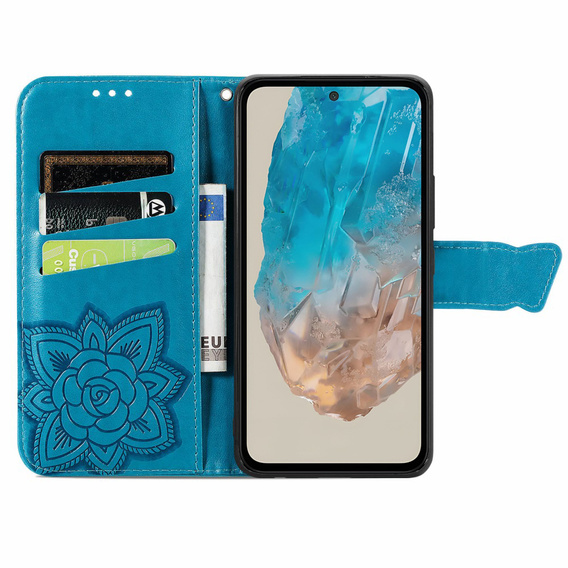 Θήκη με πτερύγιο για Samsung Galaxy M35, Butterfly, μπλε