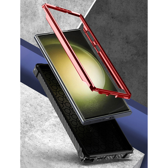 Θήκη για Samsung Galaxy S23 Ultra, Heavy Duty Ring Belt Clip, κόκκινη