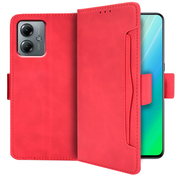 Θήκη με πτερύγιο για Motorola Moto G14, Card Slot, κόκκινη