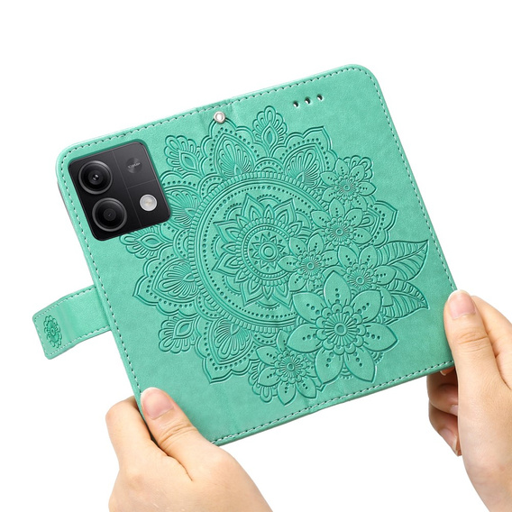Θήκη με πτερύγιο για Xiaomi Redmi Note 13 5G, Mandala, πράσινη