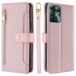 Θήκη με πτερύγιο για Oppo Reno 11F 5G, Wallet Zipper Pocket, ροζ