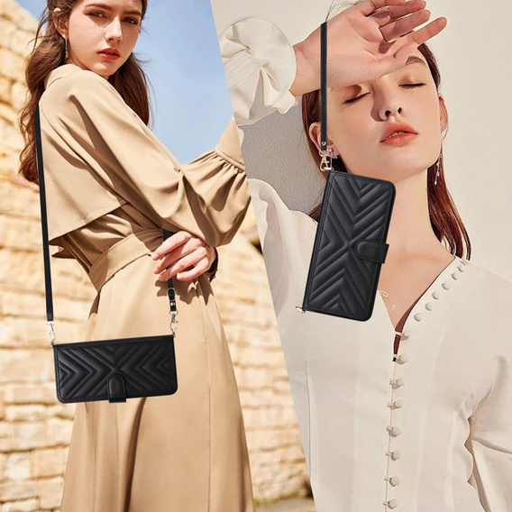 Θήκη με πτερύγιο για Xiaomi Poco F7 Ultra, Crossbody Leather Wallet, μαύρη
