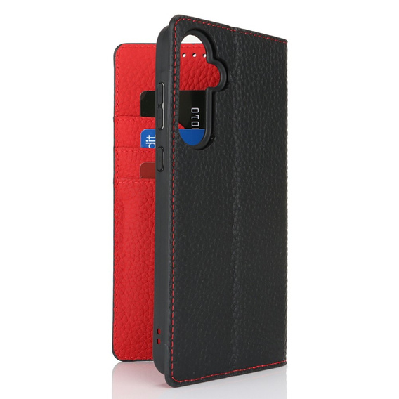 Θήκη με πτερύγιο για Samsung Galaxy S25, Litchi Skin Grain, μαύρη