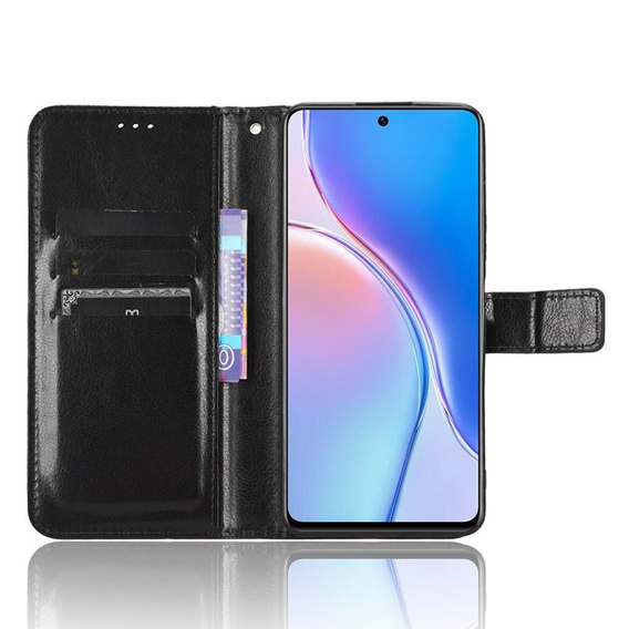 Θήκη με πτερύγιο για Huawei Nova 11i, Crazy Horse Wallet, μαύρη