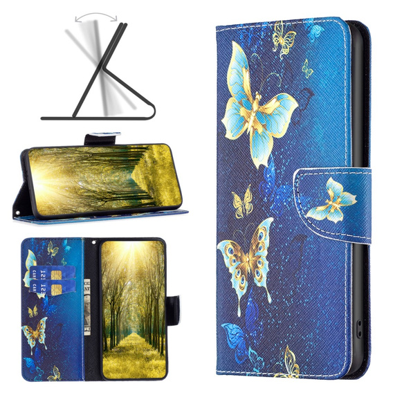 Θήκη με πτερύγιο για Xiaomi Redmi Note 13 Pro 5G, Wallet, Butterflies μπλε
