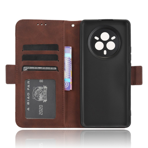 Θήκη με πτερύγιο για Realme 14 Pro 5G, Card Slot, καφέ